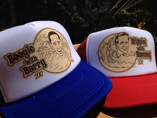 Barrack Obama and Mitt Romney Surf Hats