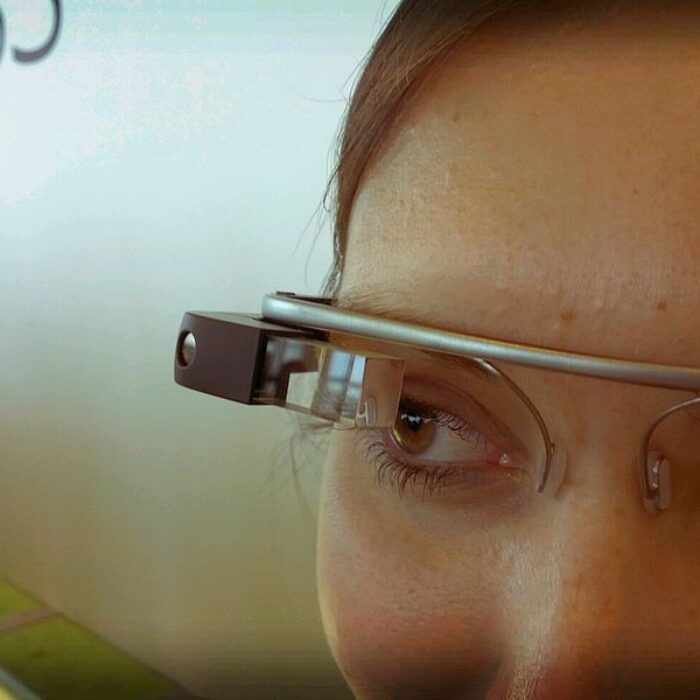 An up-close look at Google's Project Glass. Photo: Wikipedia/Antonio Zugaldia