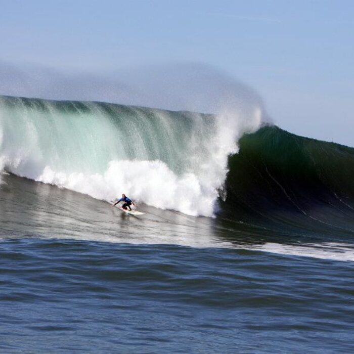 Savannah Shaughnessy charges Maverick's during the winter of 2011/2012.