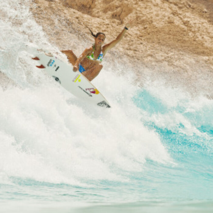 Dubai is a heck of an out-of-the-way destination to learn to nail an air reverse, but, hey, we're not judging. Sally Fitzgibbons likens it to surfing on Mars.