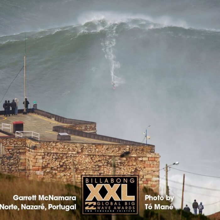 Garrett McNamara at Praia do Norte, Nazaré, Portugal earlier today. Photo by ©TOMANEPHOTOS/Billabong XXL