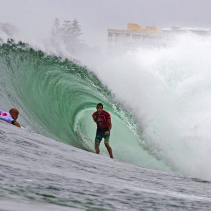 Parko flips Slater the bird. Priority's a b***h, and this is the perfect image to kick off 2013. Photo: ASP/Carey