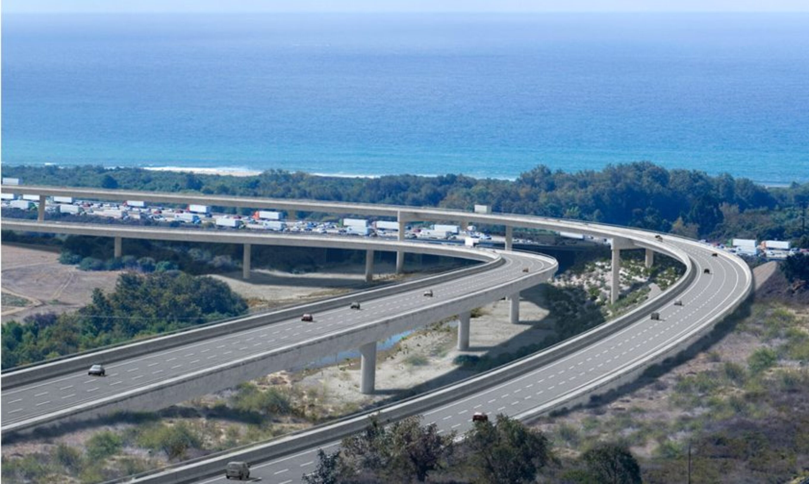 An artist's rendering of the toll road that could effectively destroy Trestles. Image: Surfrider