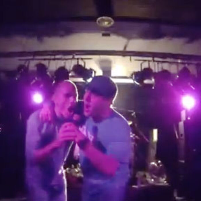 Kelly Slater and Jim Lindberg of Pennywise rocking out.