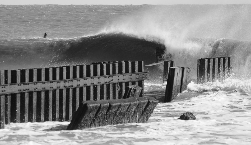 Mark Dawson gets barreled at the Cape Hatteras Lighthouse in Buxton, North Carolina.