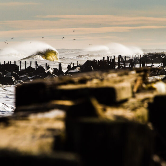 A Deal, NJ landscape with a backwash wave opening up.