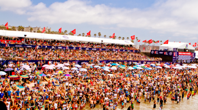 The crowd at the 2013 US Open of Surfing. The crowd at the 2013 US Open of Surfing.