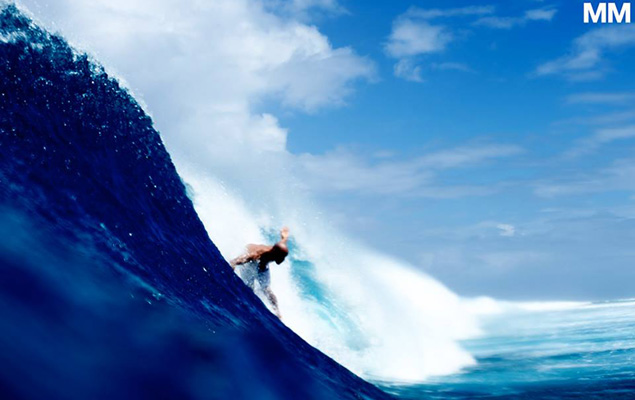 Kelly Slater takes the drop. Photo: Morgan Maassen