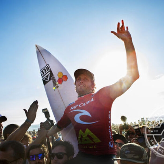 After seven years on tour, Kai finally gets chaired up the beach. Photo: ASP/Kirstin