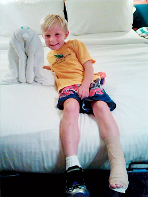 Logan’s leg is expected to heal, and the time will tell whether the nickname the doctors gave him will stick: Shark Bait. Photo: alexcityOutlook.com