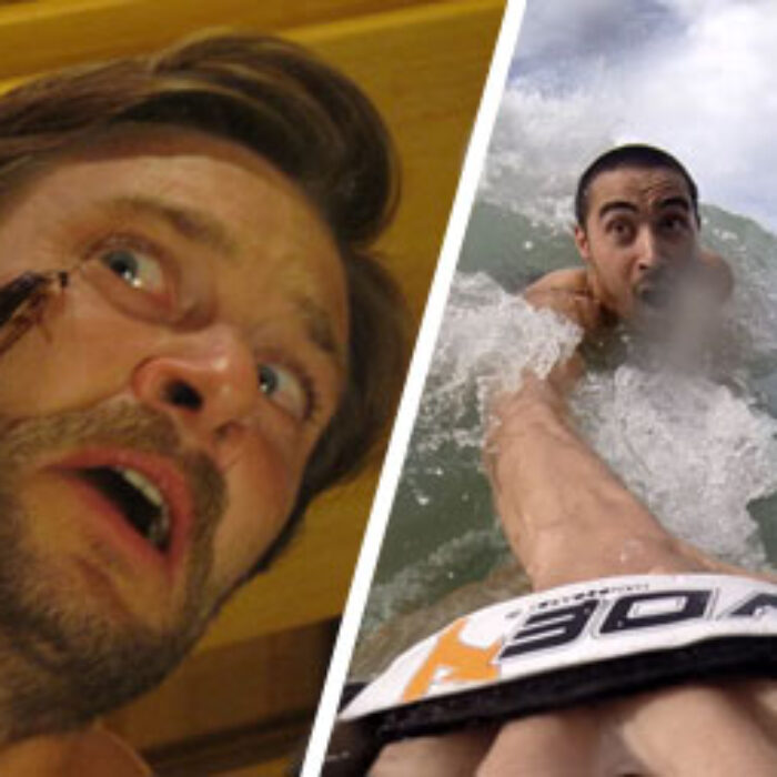 Hi. We're Al and Ted. Today was the final day of our Billabong Pipe Masters coverage. Turns out that we just got some photos of Juan the cockroach, the back of someone's head, and an 11-year-old boy getting the photo of his life. Also, Ted realized he's super famous and got a neck tattoo.