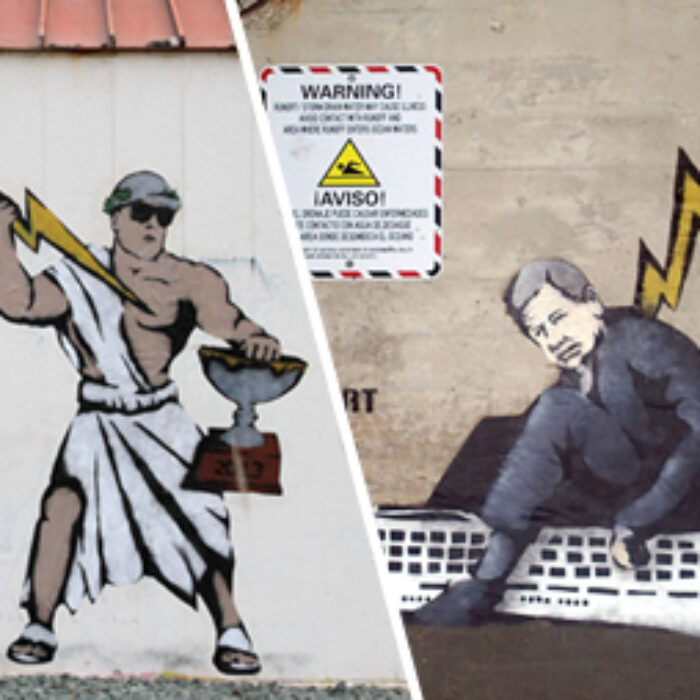 I hit the streets again with two pieces of art concluding a year of street art depicting key moments in each of the 10 ASP World Championship Tour contests.