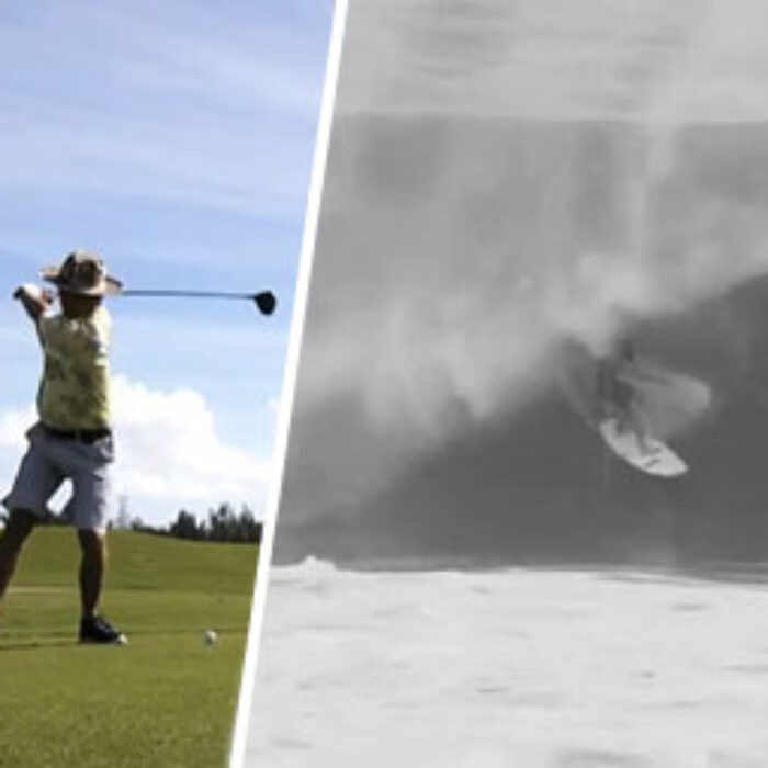 It was a blast. I would surf all day, eat awesome food, and get to swing a club when the waves weren't doing it. I had just finished playing a round with Kelly, and Bill Murray walked by. Kelly already knew Bill, so he introduced me. It was awesome.