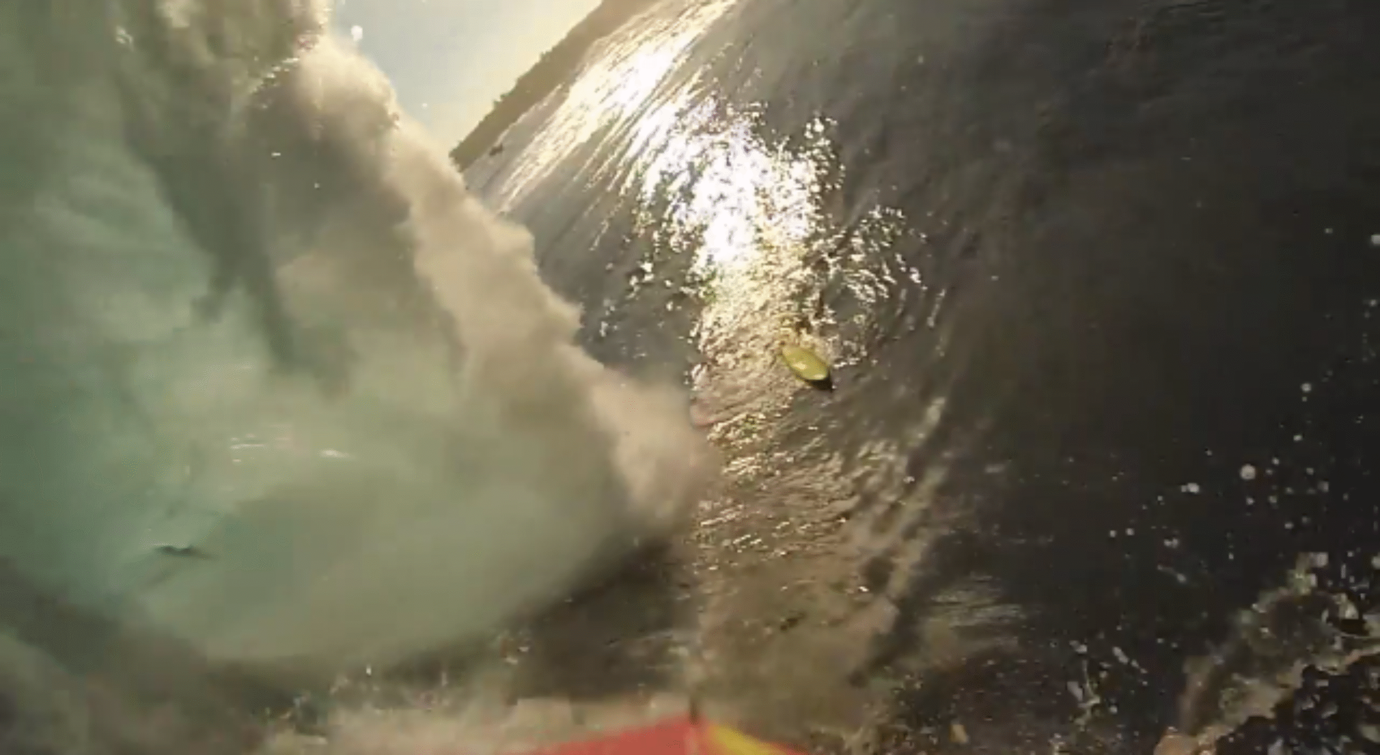 View from the top of Jaws Mountain via Francisco Porcella's GoPro (before going over the falls)