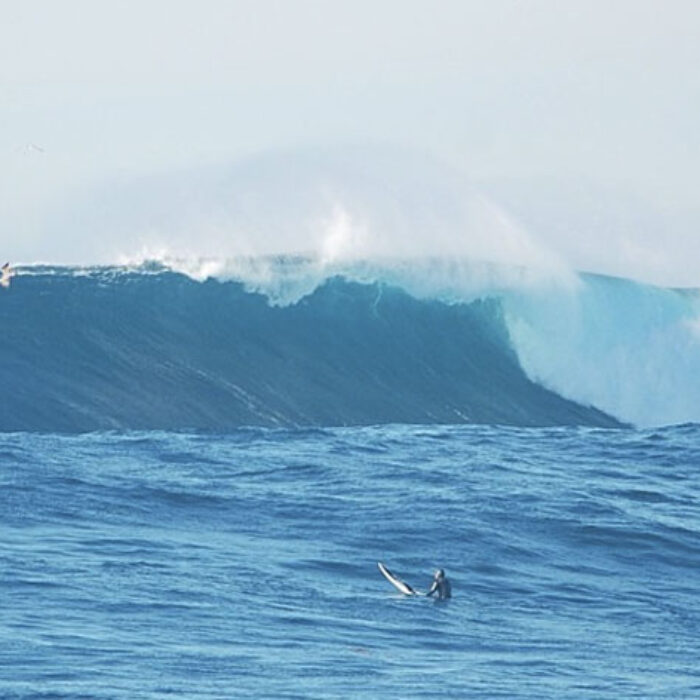 Greg Long came very close to dying at Cortes Bank on December 21, 2012. Yesterday, he spent eight hours facing his fears by himself at the place that almost killed him. Photo: Instagram/Gerglong/Chris Dixon