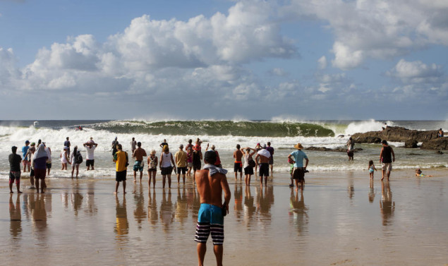 Excited fans watch Snapper Rocks do its thing. Photo: Kirstin Scholtz/ASP