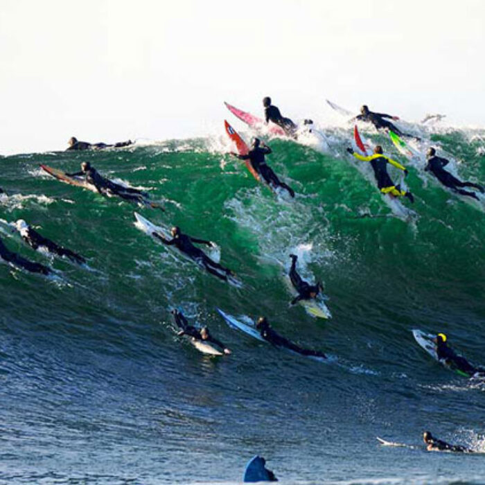 Wyatt Fields, not feeling very alone at Mavericks. Photo: Ben Ginsberg