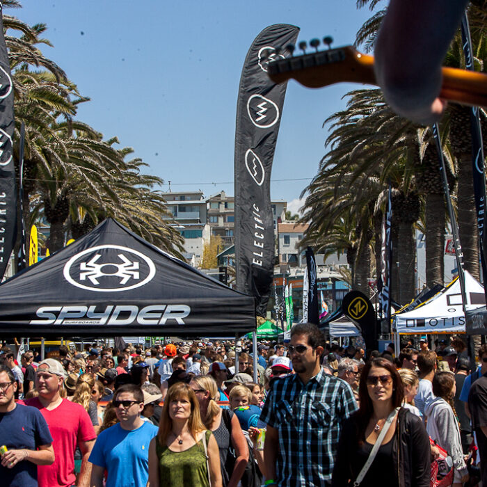 The view from the stage showed a packed Hermosa Beach. Photo: Mark Cole