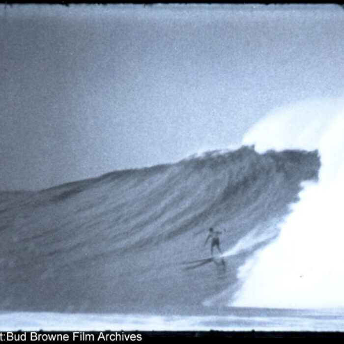 Buzzy Trent on a Makaha monster. Photo: Bud Browne Film Archives