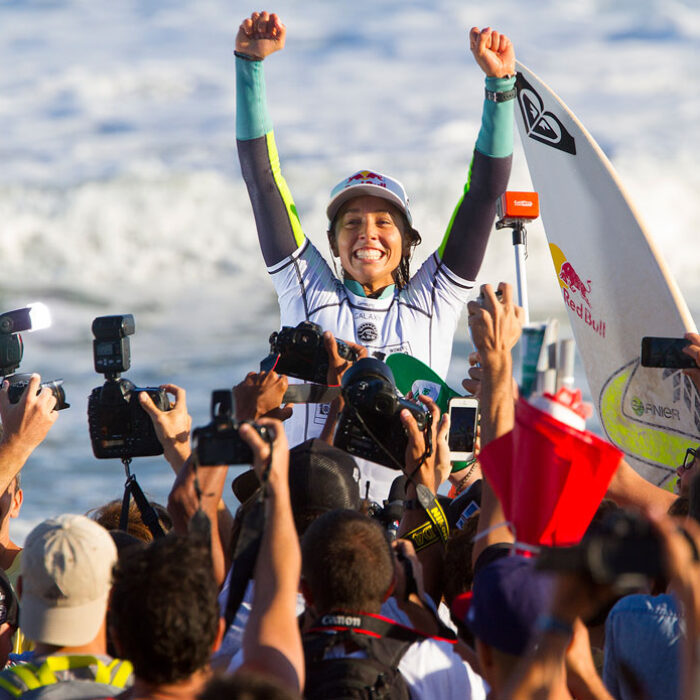Is Sally Fitzgibbons poised to continue her success, stringing together back-to-back wins? Only reef break will tell. Photo: ASP | Smorigo
