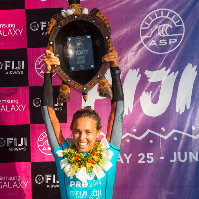 Sally Fitzgibbons won the Fiji Women's Pro at Cloudbreak yesterday in Fiji.