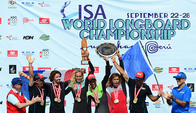 At the closing ceremonies, France receives their gold medals. Photo: Tweddle