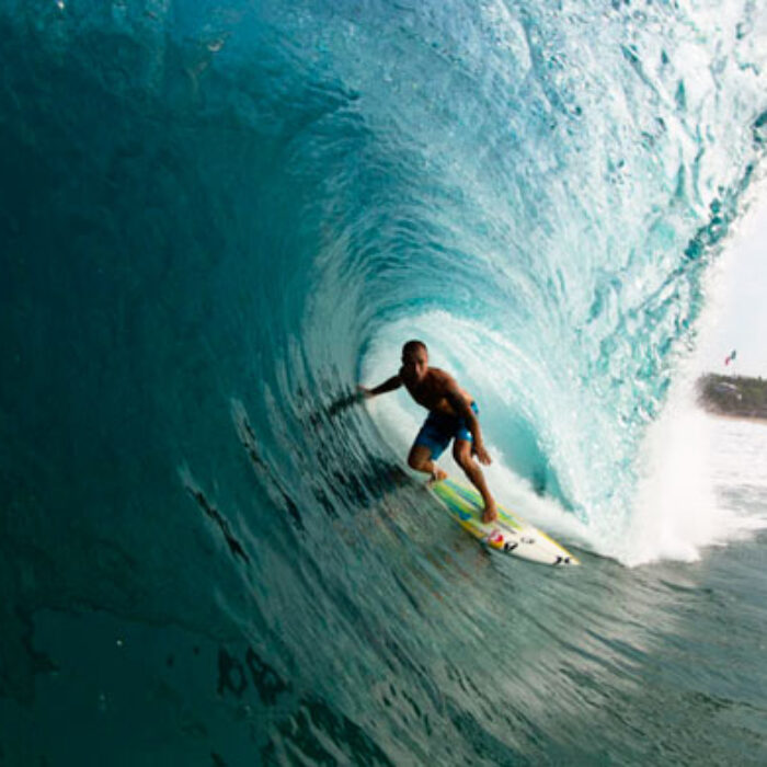 Getting this deep on a Puerto bomb takes some training. Photo: John Maher