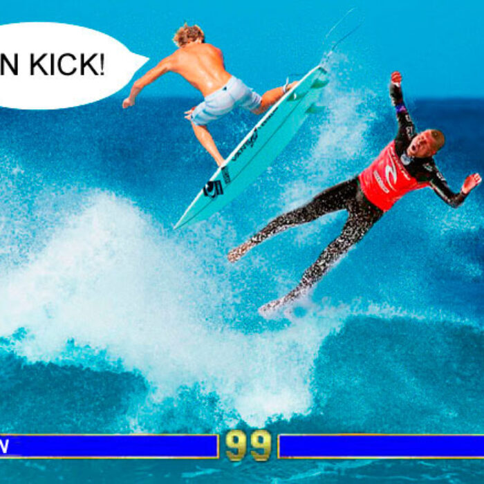Fin kick to the face, and the crowd goes wild.