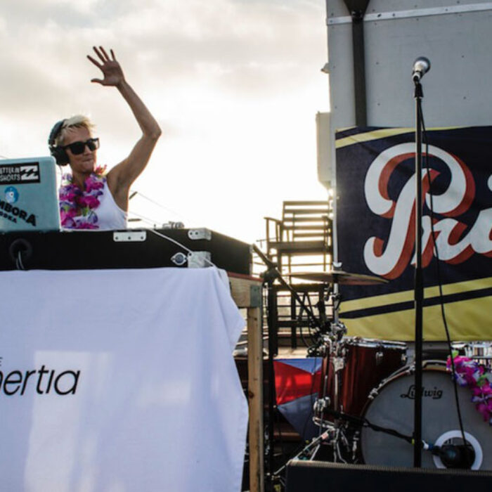 Keala Kennelly rocks The Inertia rooftop. Photo: Dan Lemaitre