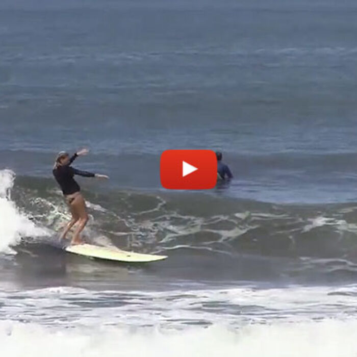 Holly Beck Obermeyer is awesome. She's also still very much surfing. She's determined to surf as long as possible into her pregnancy, listening to her body and taking it easy. And we love it!