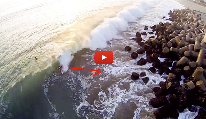 Kyle Buthman and Austin Smith Ford dodge some serious consequences while chasing a few Santa Cruz barrels. Oh, and hey, PS. What's that on the bottom left at the 23 second mark?