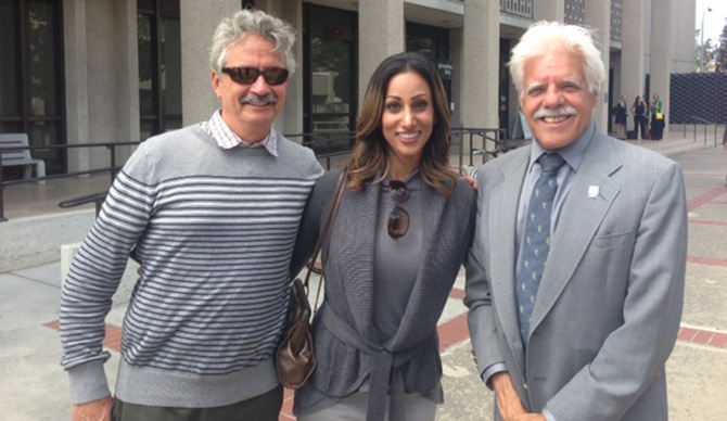 Surfrider activists, Edo Larenas, Amber Gill, and Rob “Birdlegs” Caughlan. Photo: Photo: Jim Patterson