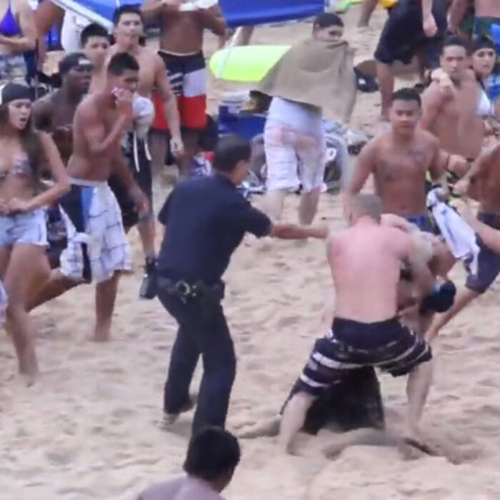 Well, that was unpleasant. A beach fight at Waimea escalated quickly.