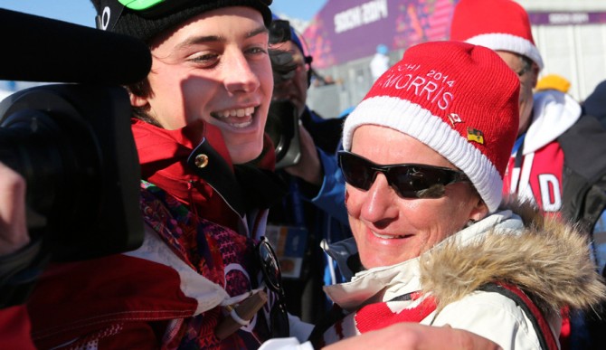 Mark McMorris and his mom in Sochi for the 2014 Winter Olympics. Photo: Richard Lautens | Toronto Star