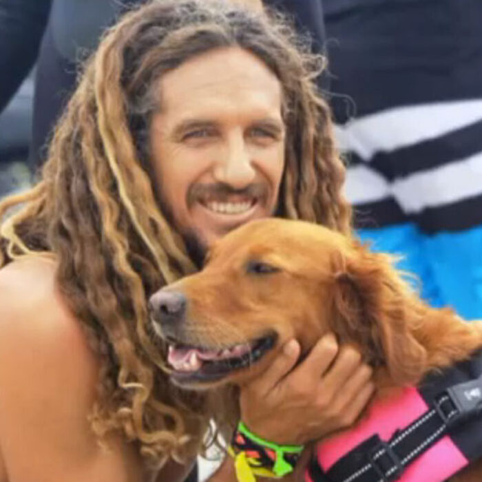 In an amalgam of near-disgusting cuteness Rob and Ricochet hopped on a big surfboard and commenced pleasing everyone watching. Get your awe-face ready.