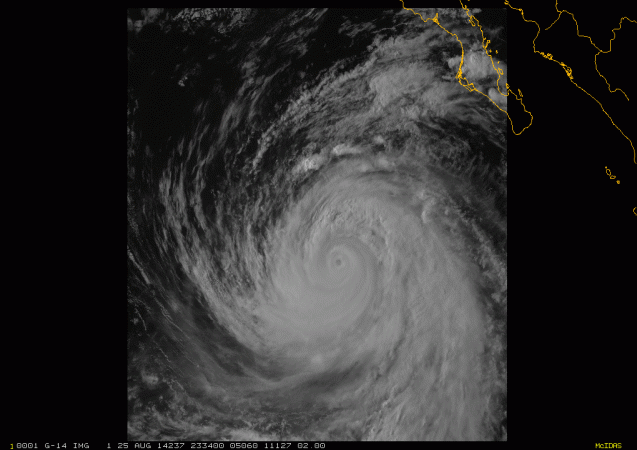 In motion, as of 5:02 p.m. PDT on Monday (8/25)  evening. Photo: National Oceanic and Atmospheric Administration
