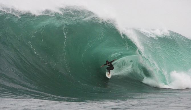 Will Koby Abberton's "home-break" advantage lend to an easier go? As sketchy as the wave is, everyone's in for the same hell-raising time. Photo: Red Bull