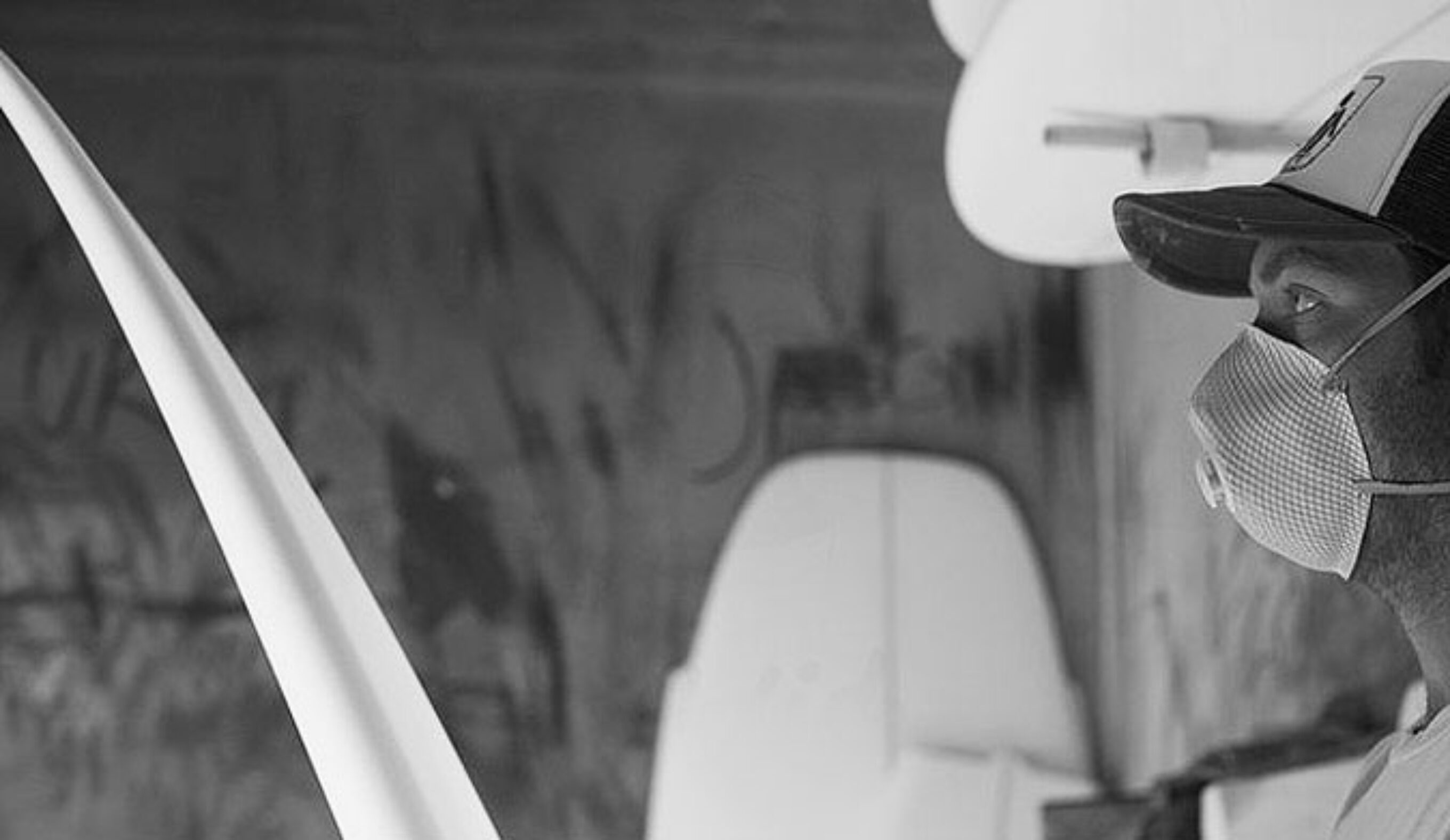Dan O'Hara, eyeing his craft. Photo: Mary-Ellen Kennedy/Solid Surfboards