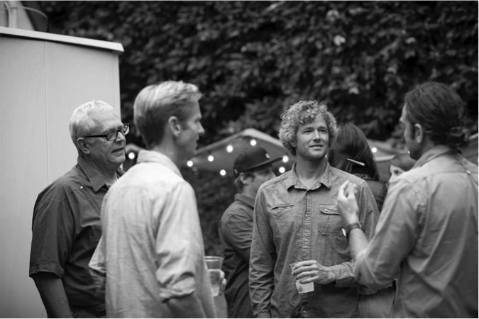 (L-R) Art Brewer, Tim McKenna, Scott Soens, Taylor Steele. Photo courtesy of High Line Festival of Surfing