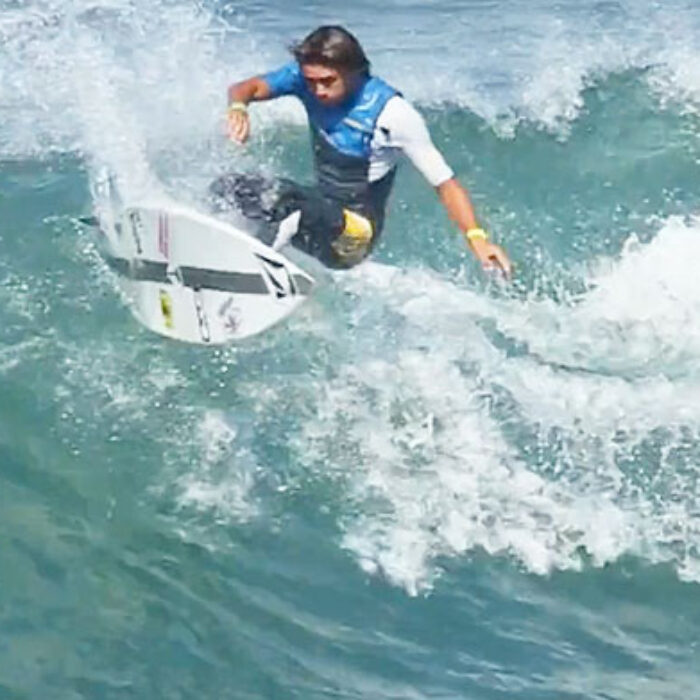Dodging the mass onslaught of adolescent teenagers and making the best of the remaining waves for the week long contest at the US Open, Imai DeVault logged a power hour session on the north side pier.