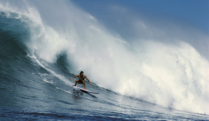 Shaun Tomson drops in at Waimea. Photo courtesy of Salt Water Media