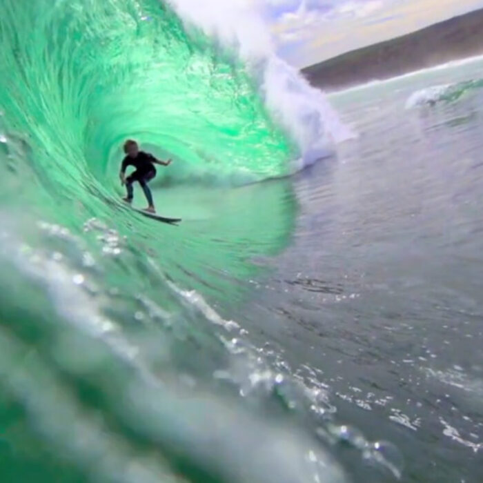 Just an average day in 14-year-old Kael Walsh's life. Ice cream. Braces. Double overhead dry barrels. You know.
