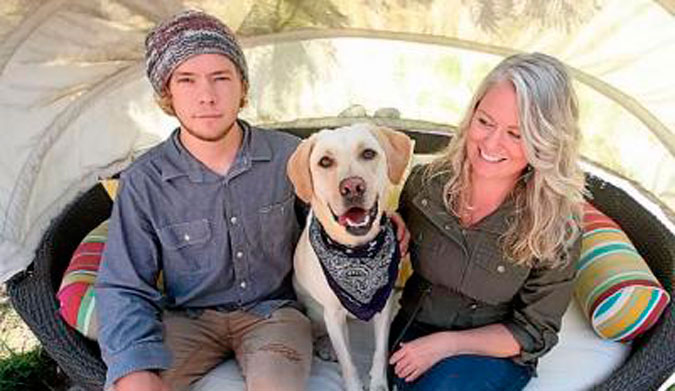 Clayton Knipe, Magnolia, and Heather Swallow after their ordeal. Photo: Dan Coyro/Santa Cruz Sentinel
