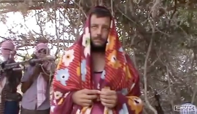 The last publicized photo or video of Michael Scott Moore was from a proof of life edit released by Somalia Report. Screenshot: Youtube