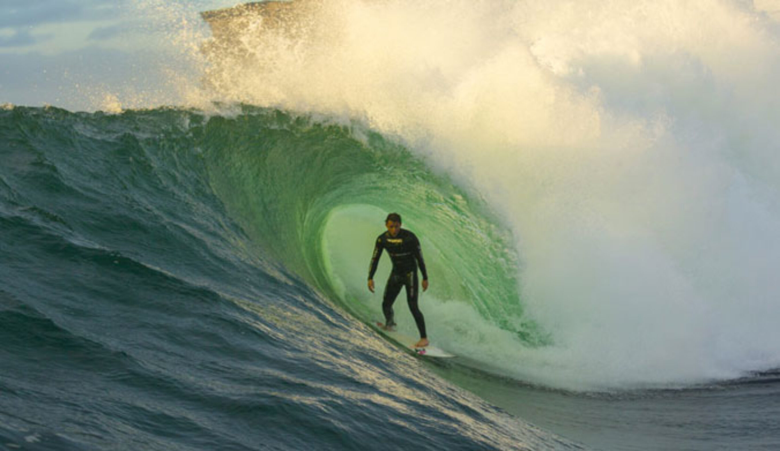 Jesse Pollock stands tall on a very average Ours wave. Photo: Red Bull