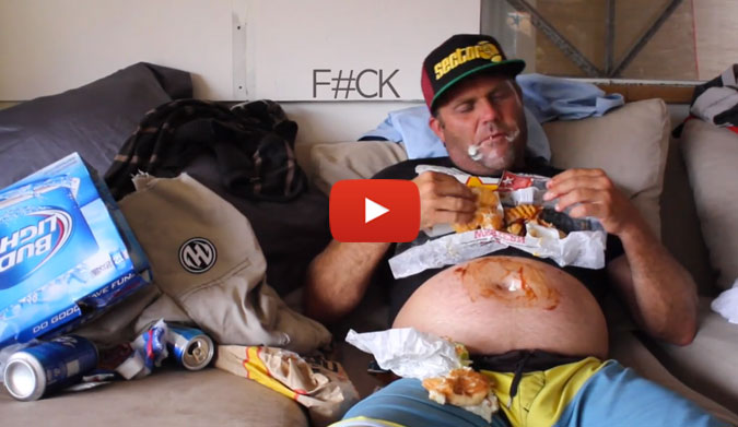 Nothing like Carl's Jr. and Bud Light to kick off a session. And once Ricky kicks it off, he's still the same old Ricky, pitted to the gills.