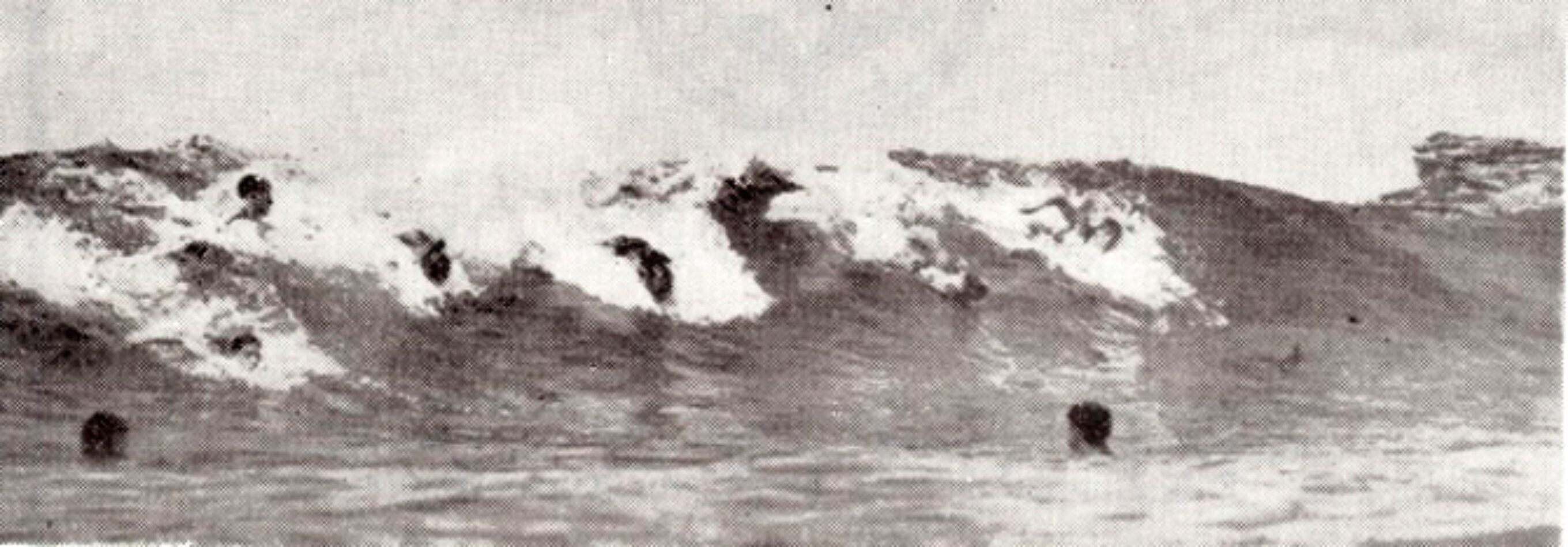 Bodysurfers circa 1912. Photo: Courtesy of Swell Lines Magazine