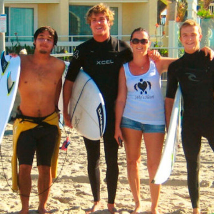 Kai Barger, Albee Layer, Jacob's mother Melissa, and Jacob. He might look fine, but his disease is invisible.