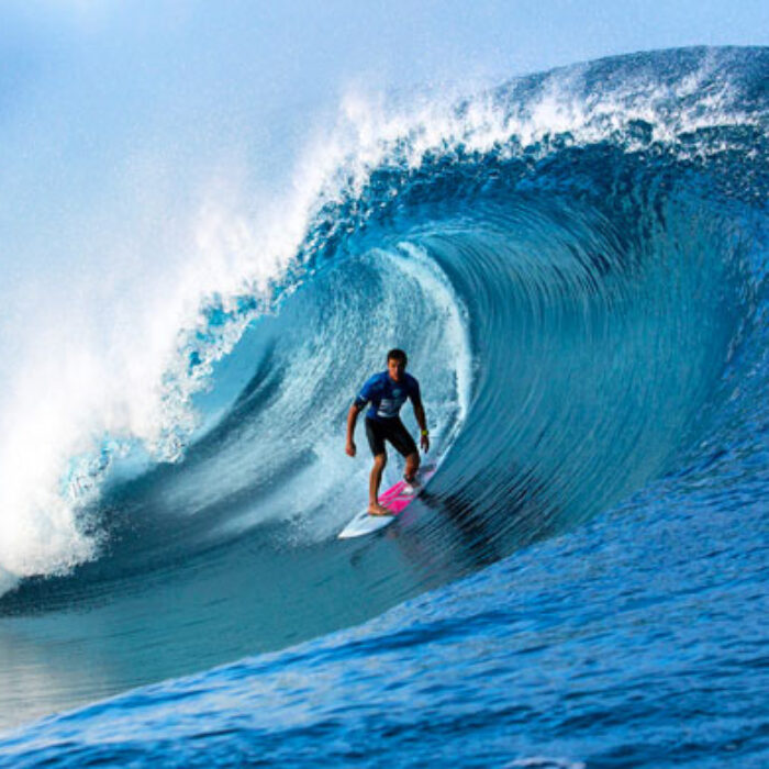 Mirco standing tall on a frothy Fijian nug.