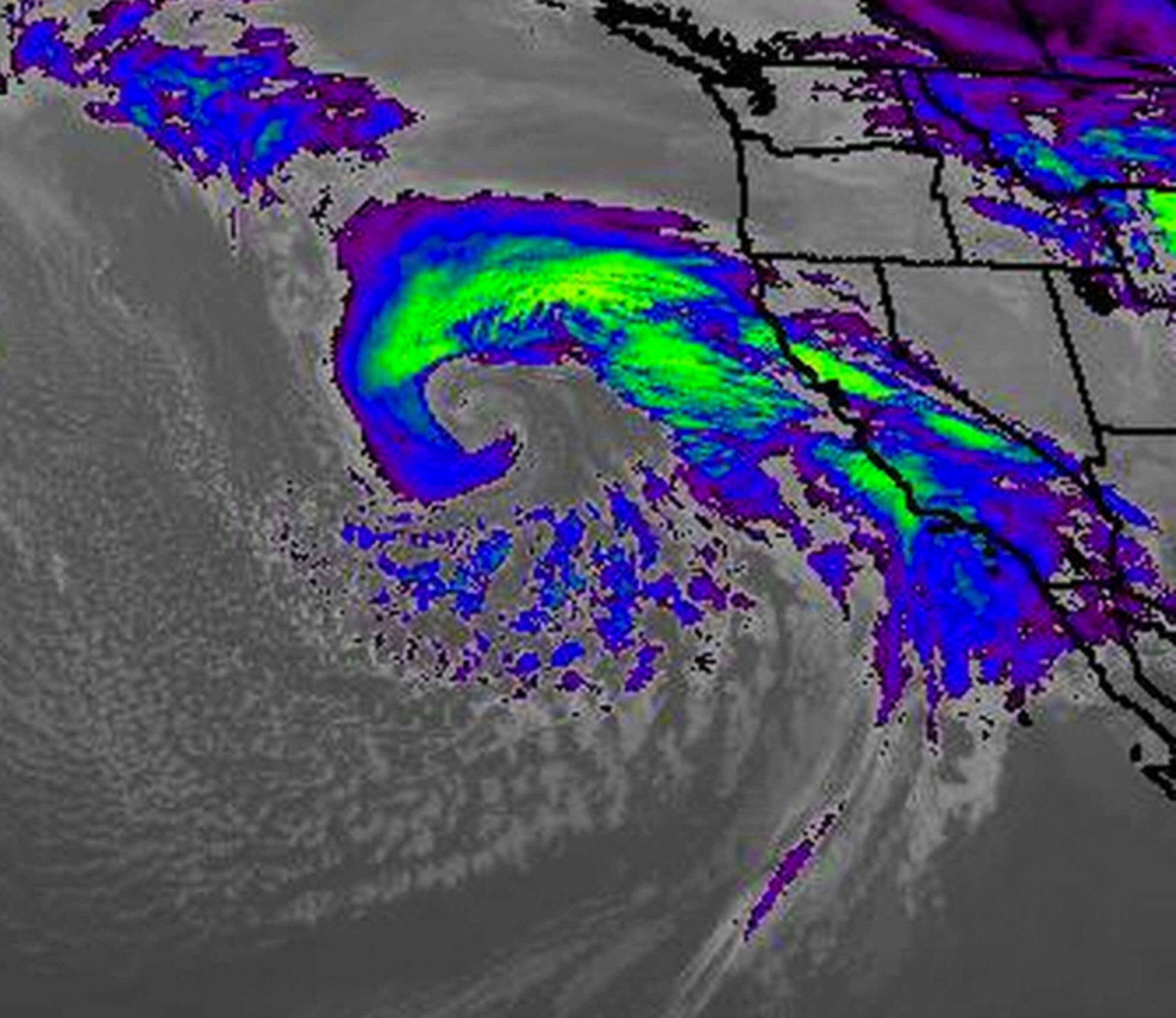 Low pressure near the California coast. Image: Courtesy of Swell Lines Magazine